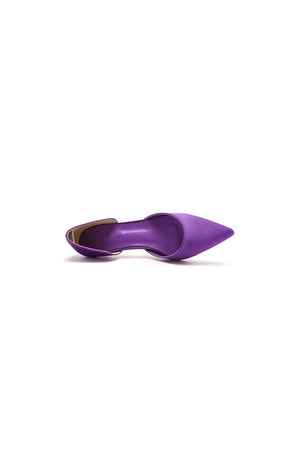 Simple Elegant Mid Cutout Two - Piece Slip on Pointed Toe Kitten Heels - KissProm