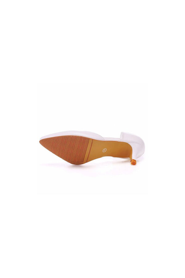 Simple Elegant Mid Cutout Two - Piece Slip on Pointed Toe Kitten Heels - KissProm