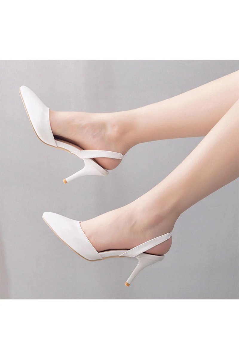 Simple Elegant Pointed Toe Stiletto Slingback High Heels - KissProm