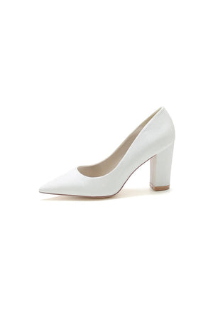 Simple Glitter Pointed Toe Slip - on Wedding Shoes - KissProm