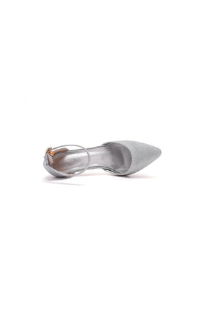 Simple Glitter Pointed Toe Stiletto Ankle - strap High Heels - KissProm