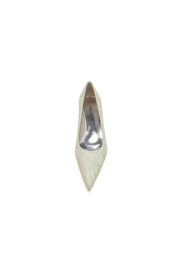 Simple Lace Pointed Toe Kitten Heels - KissProm