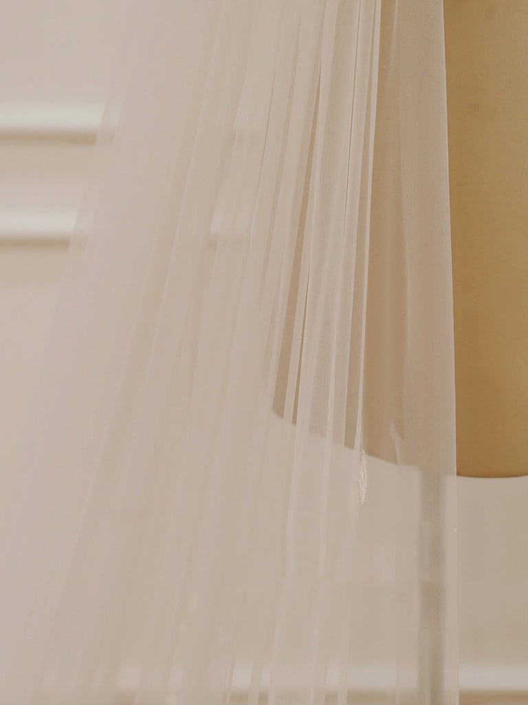 Simple Leaves Lace Chapel Train Veil Bridal Veil Wedding Veil