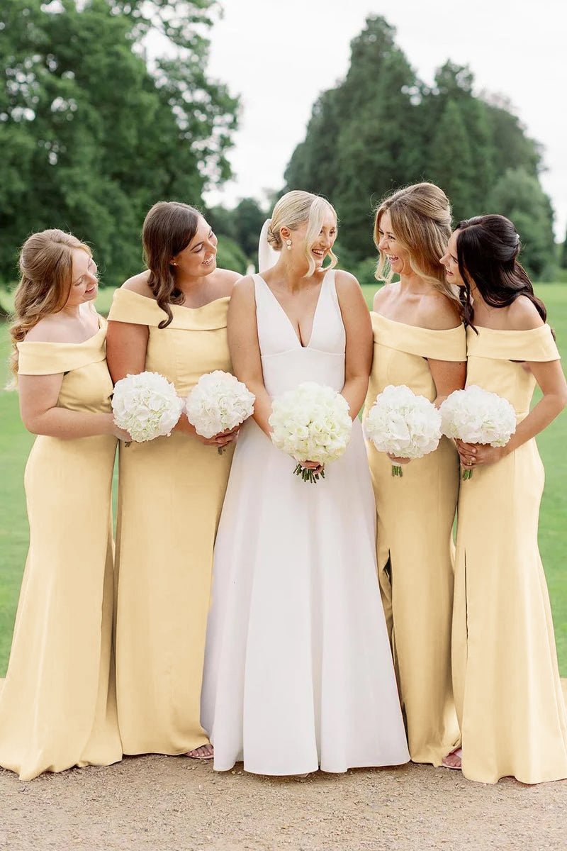 Simple Mermaid Off The Shoulder Light Pink Long Bridesmaid Dresses Pink / Custom Size
