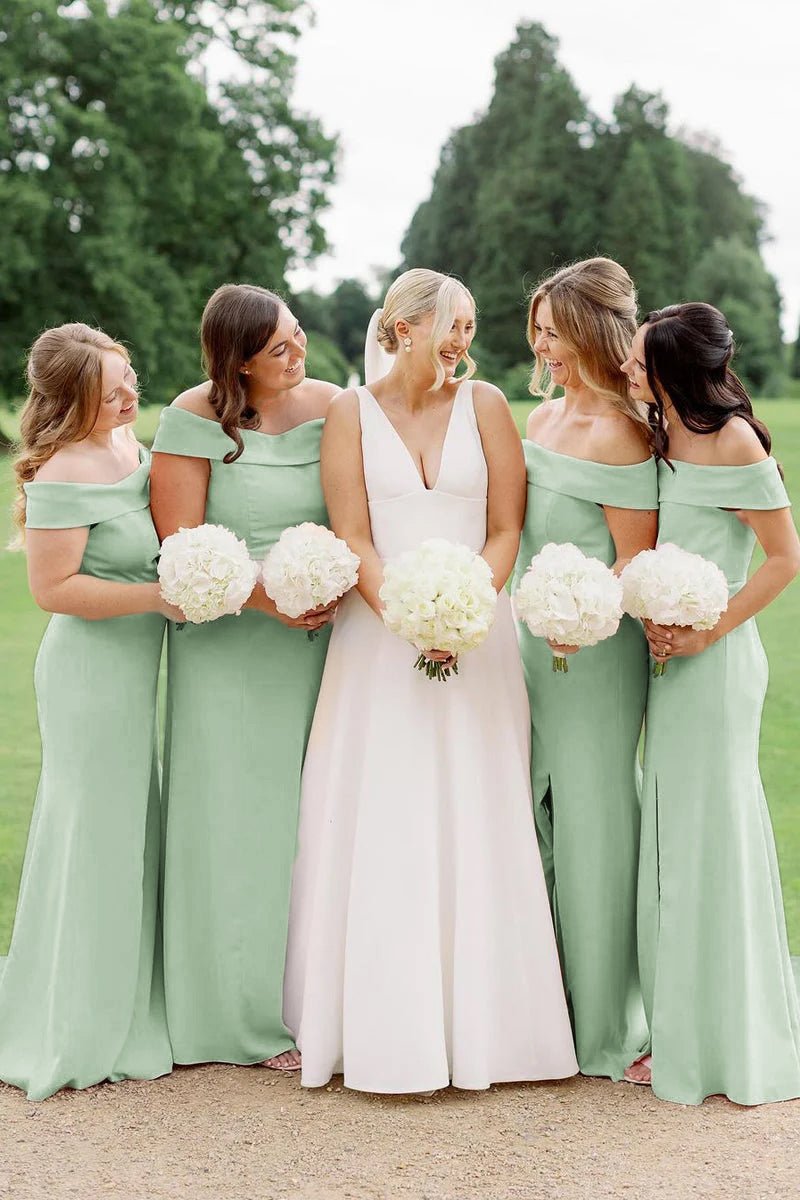 blue dress for baby girl Simple Mermaid Off The Shoulder Light Pink Long Bridesmaid Dresses Pink / Custom Size