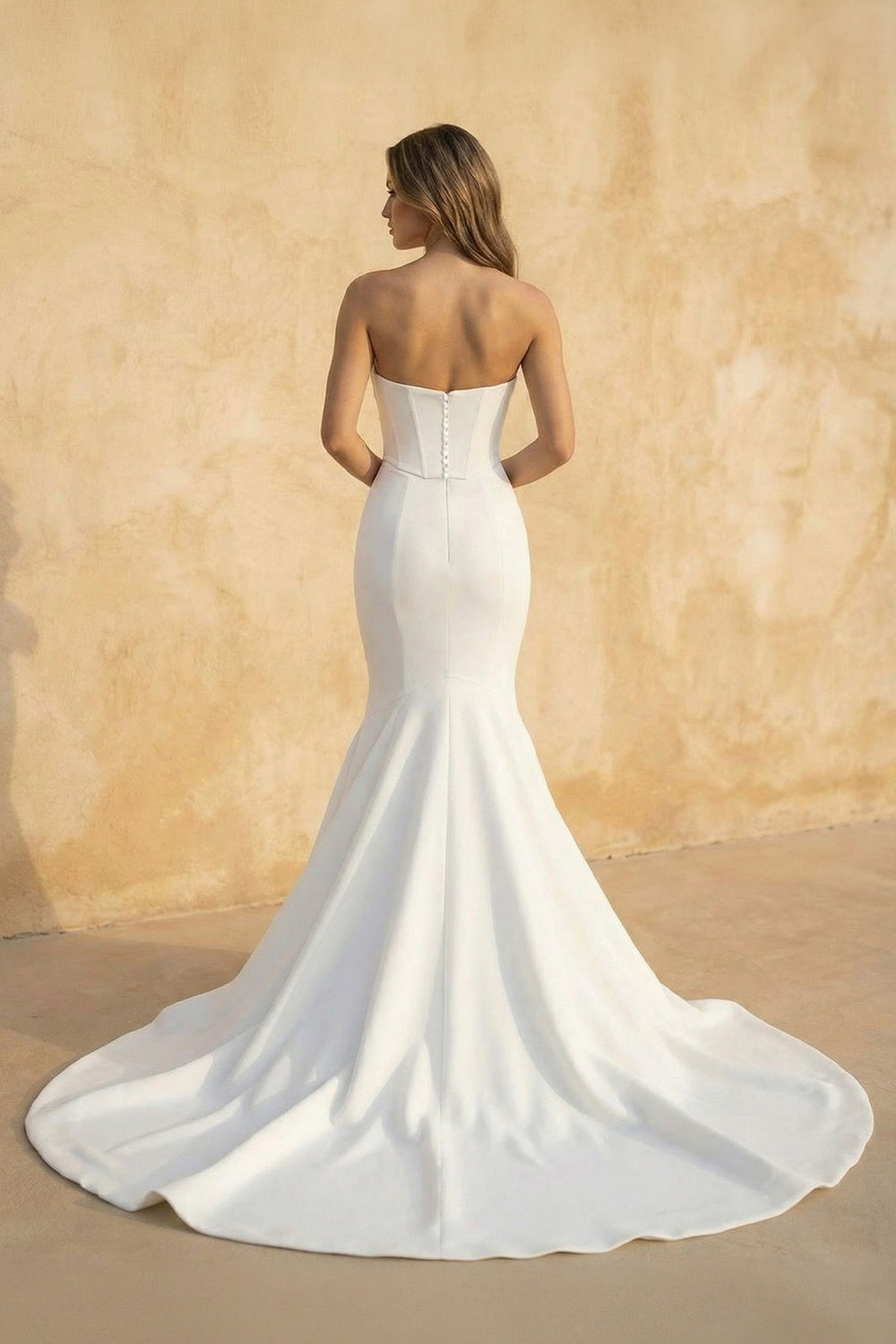 Simple Mermaid Strapless Satin Wedding Dresses