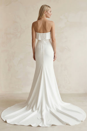 Simple Mermaid Sweetheart White Satin Wedding Dresses – Wedding Dresses by KissProm | Available at 