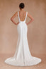 Simple White Mermaid V Neck Satin Wedding Dress