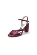 Simple Open Toe Block Heels with Ankle Strap - KissProm