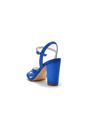Simple Open Toe Block Heels with Ankle Strap - KissProm