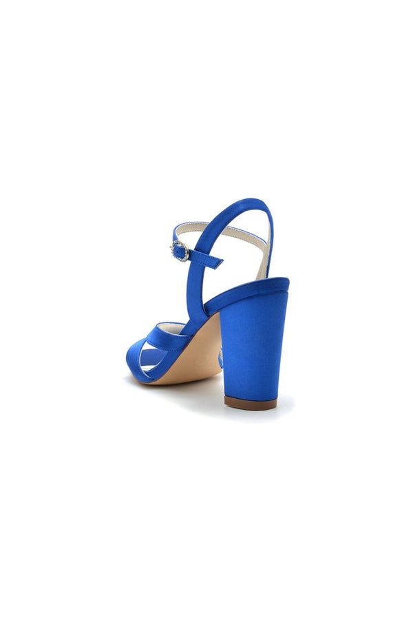 Simple Open Toe Block Heels with Ankle Strap - KissProm