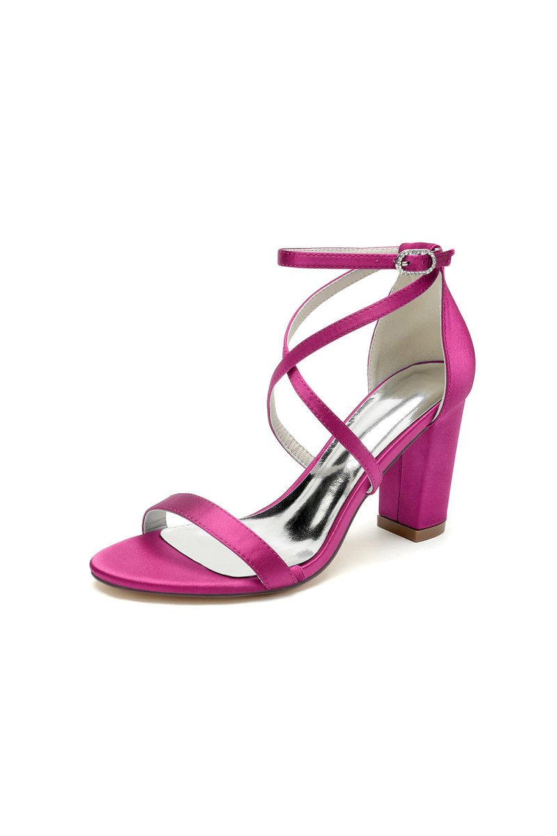 Simple Open Toe Cross Strap High Heels - KissProm