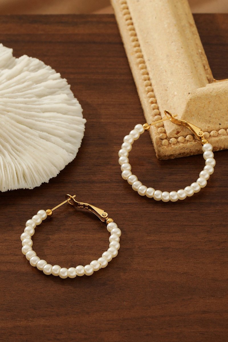 Simple Pearl Hoop Earrings - KissProm