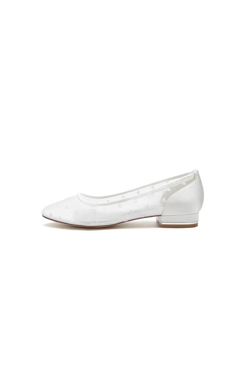 Simple Pointed Toe Mesh Slip - on Low Heels - KissProm
