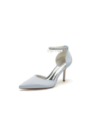 Pointed Toe Wedding Heels with Pearl Tassel - KissProm