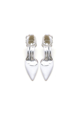 Pointed Toe Wedding Heels with Pearl Tassel - KissProm