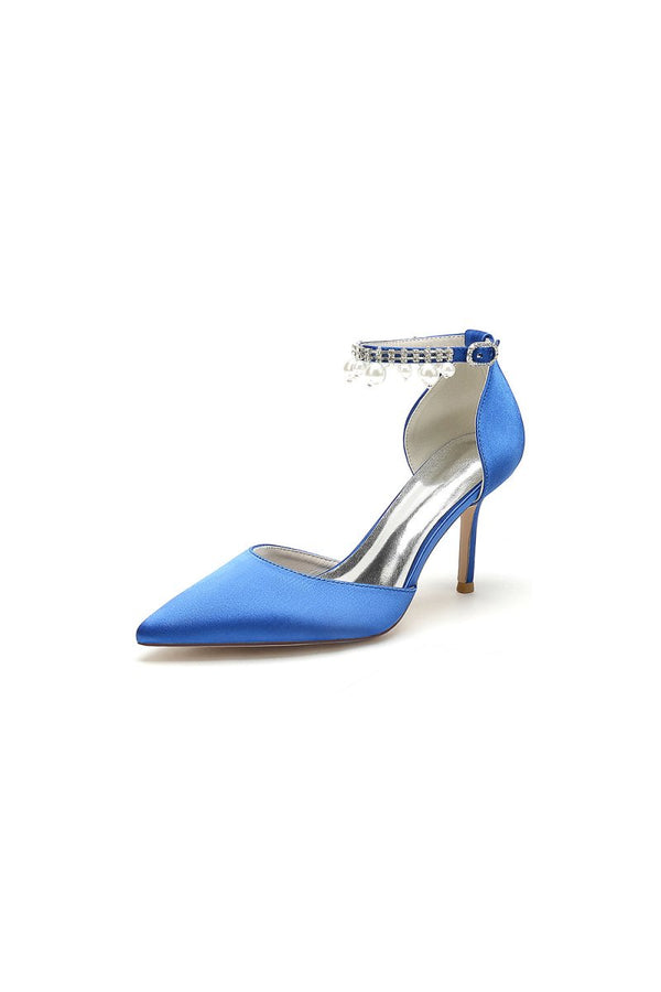 Pointed Toe Wedding Heels with Pearl Tassel - KissProm