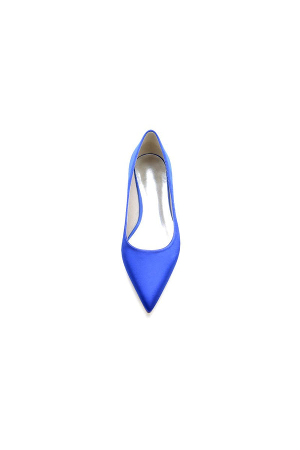 Simple Pointed Toe Satin Low Heels - KissProm