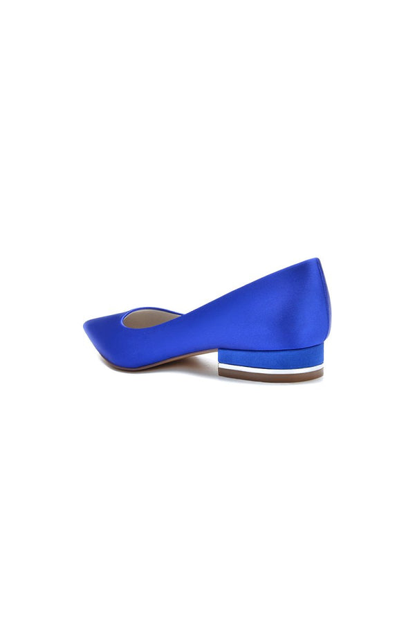 Simple Pointed Toe Satin Low Heels - KissProm
