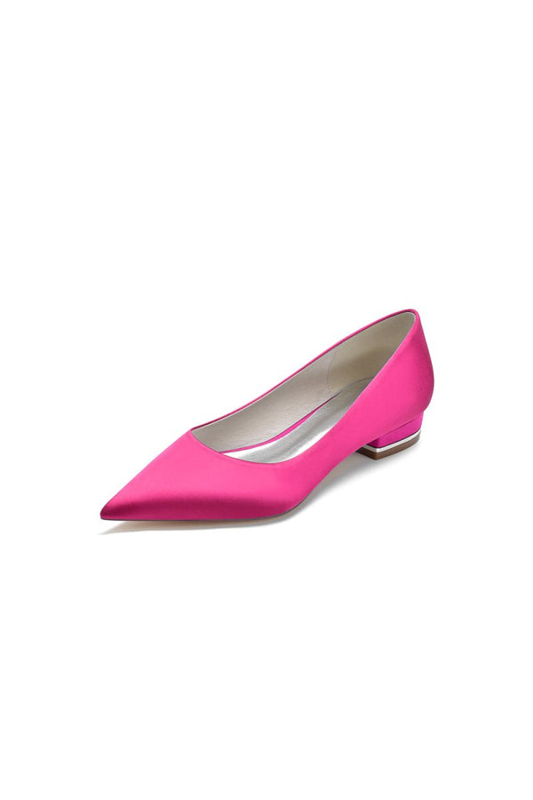 Simple Pointed Toe Satin Low Heels - KissProm