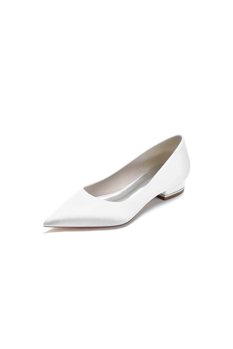 Simple Pointed Toe Satin Low Heels - KissProm