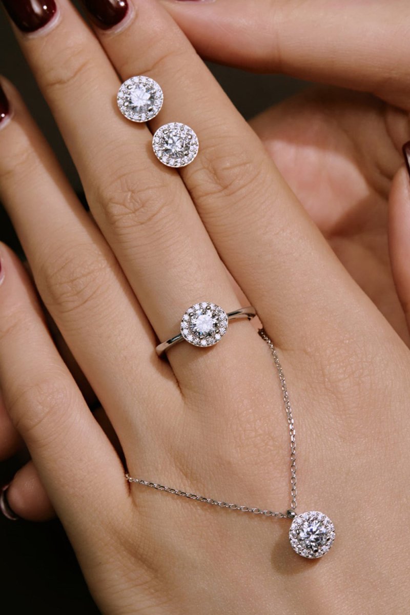 Simple Round sparkling Engagement Ring Sterling Silver - KissProm