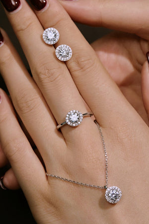 Simple Round sparkling Engagement Ring Sterling Silver - KissProm