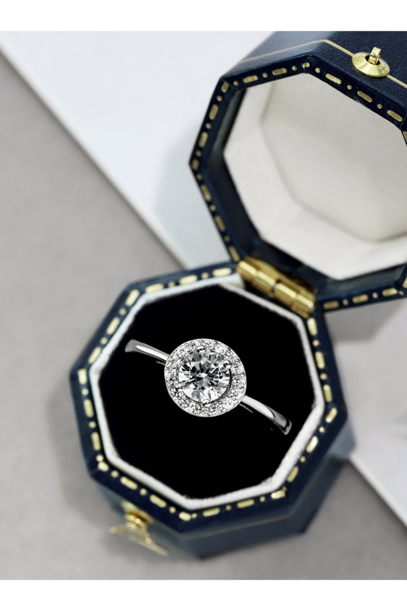 Simple Round sparkling Engagement Ring Sterling Silver - KissProm