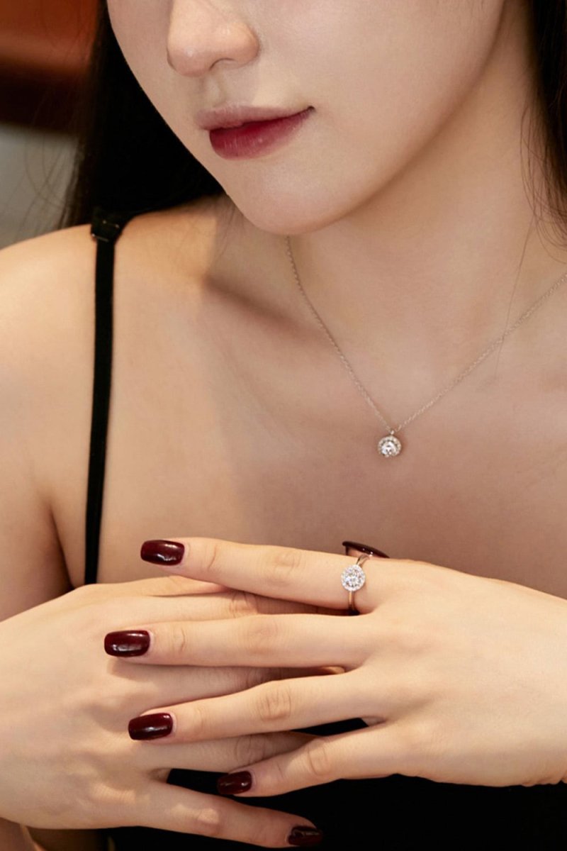 Simple Round sparkling Engagement Ring Sterling Silver - KissProm