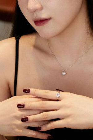 Simple Round sparkling Engagement Ring Sterling Silver - KissProm