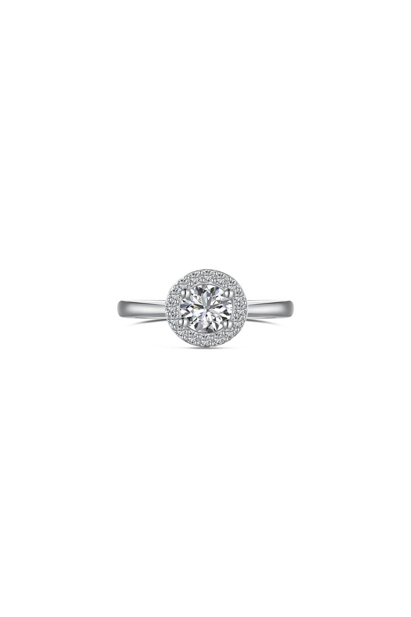Simple Round sparkling Engagement Ring Sterling Silver - KissProm
