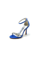 Simple Round Toe Rhinestone Stiletto Heels - KissProm
