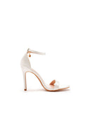 Simple Satin Open Toe Ankle Strap Buckle Stiletto Ultra High Heels - KissProm