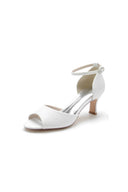 Simple Sequin Open Toe Chunky Heels - KissProm