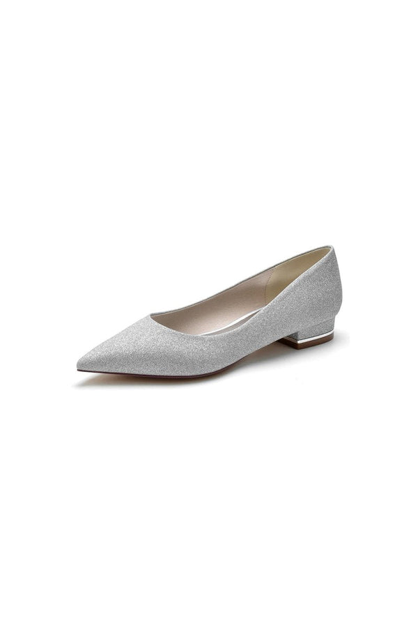 Simple Sequin Pointed Toe Flats - KissProm
