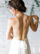 Serafina | A - Line V Neck Straps Spaghetti Sheath Chiffon Wedding Dress - KissProm