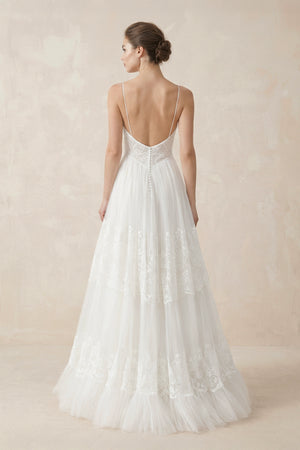 Simple A-Line V Neck Sleeveless Spaghetti Straps Beach Wedding Dresses – Wedding Dresses by KissProm | Available at KissProm