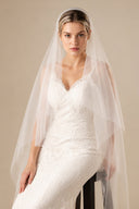 Simple Tulle Knee Length Juliet Cap Veils in Ivory - KissProm Wedding Veils