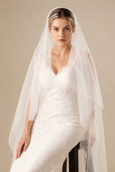 Simple Tulle Knee Length Juliet Cap Veils in White - KissProm Wedding Veils