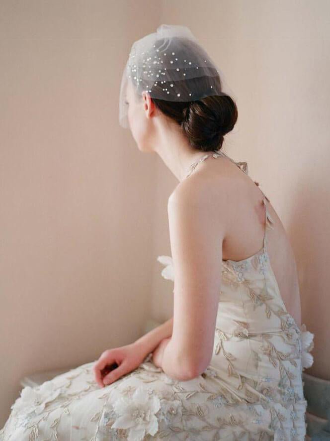 Simple Vintage - Inspired Birdcage Veils Ivory Blusher Veil - KissProm