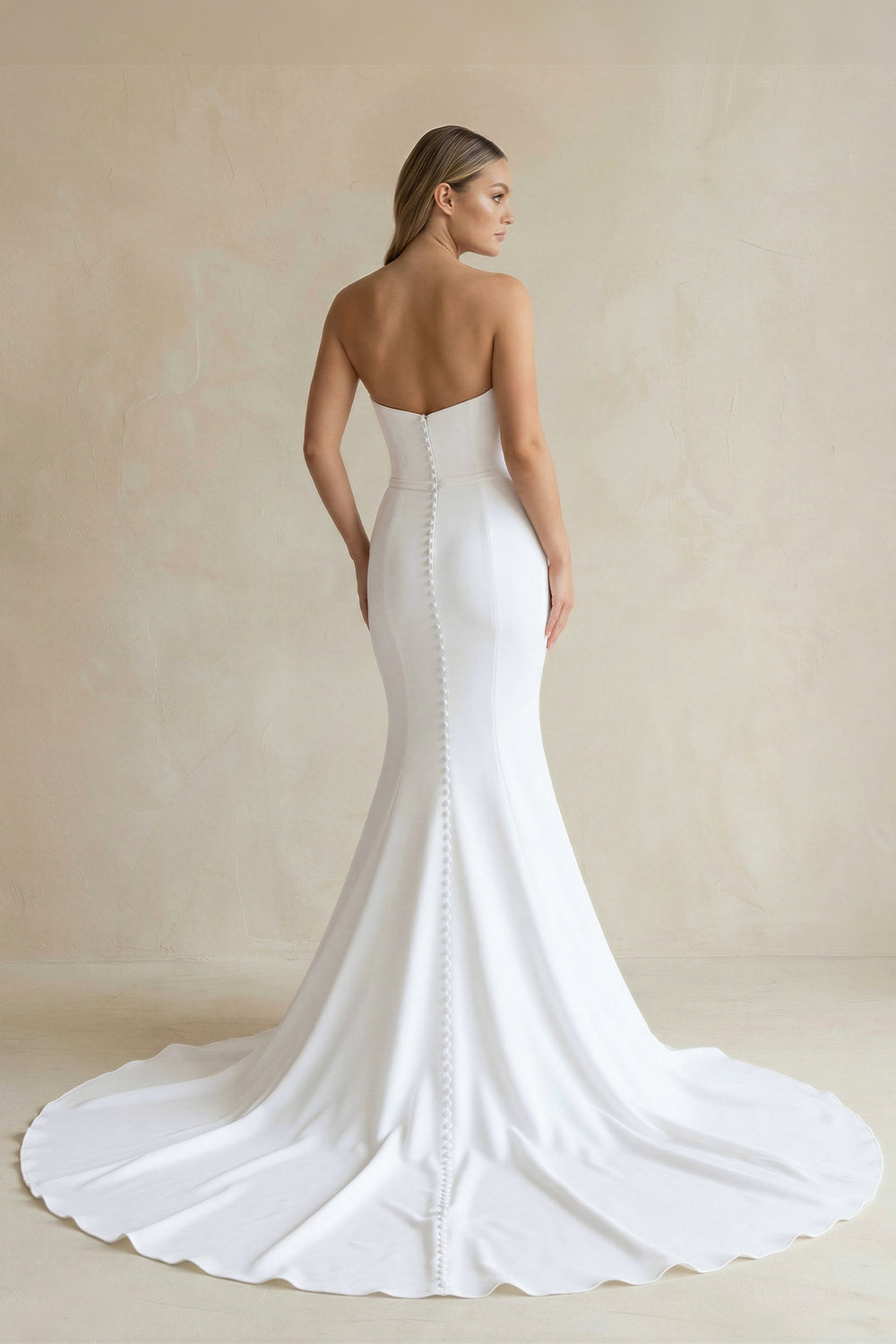 Simple White Boho Mermaid Satin Long Sleeveless Wedding Dress – Wedding Dress by KissProm | Available at KissProm