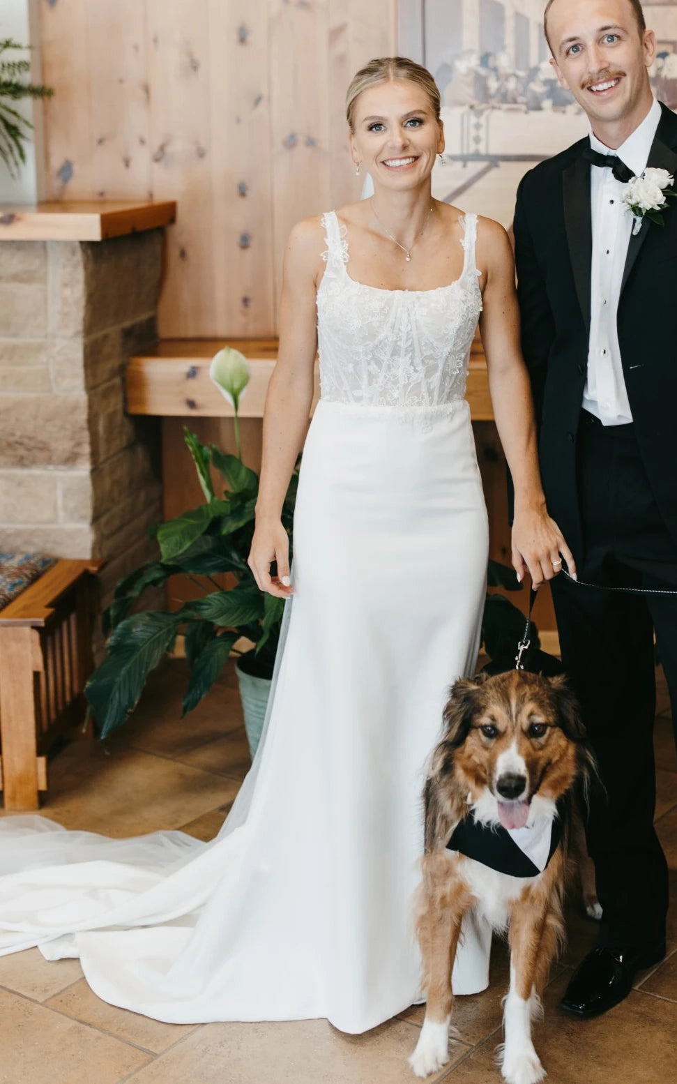 Simple White Sheath Modern Upper Body Applique Sweep Train Wedding Dresses