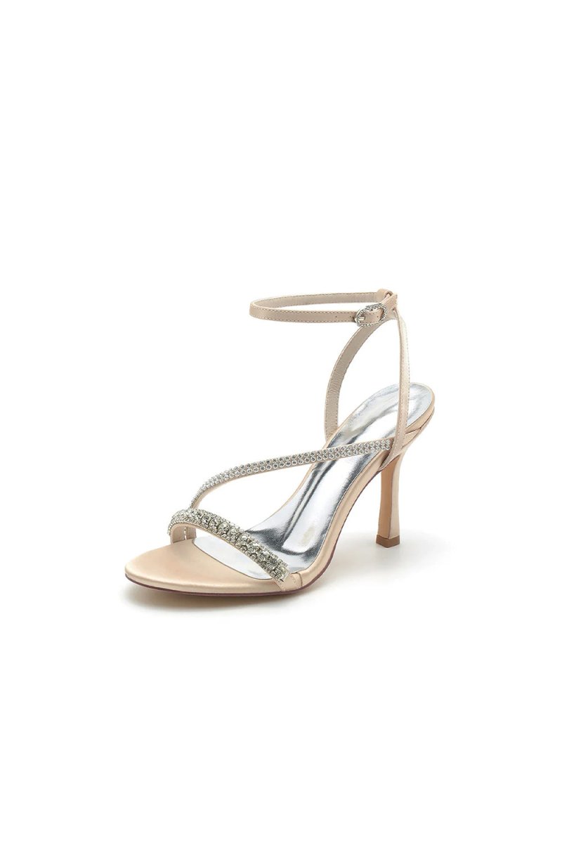 Single Strap Ankle Strap Wedding Shoes With Rhinestone - KissProm