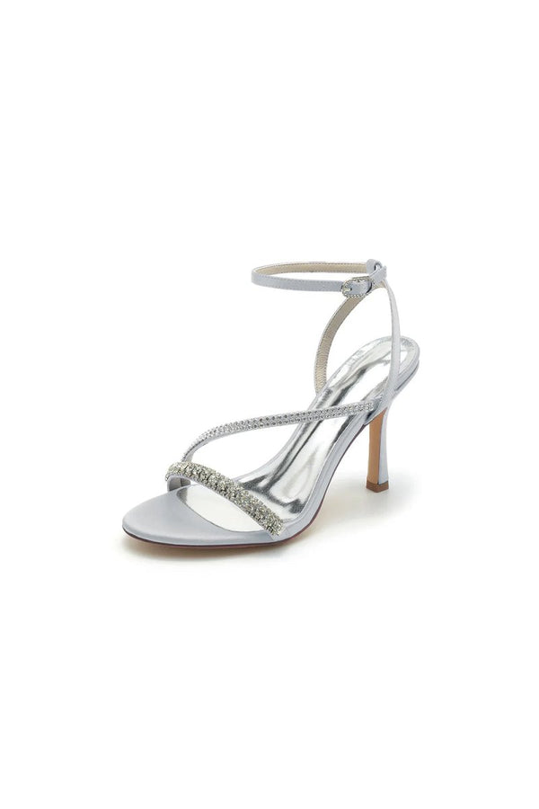 Single Strap Ankle Strap Wedding Shoes With Rhinestone - KissProm