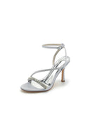 Single Strap Ankle Strap Wedding Shoes With Rhinestone - KissProm
