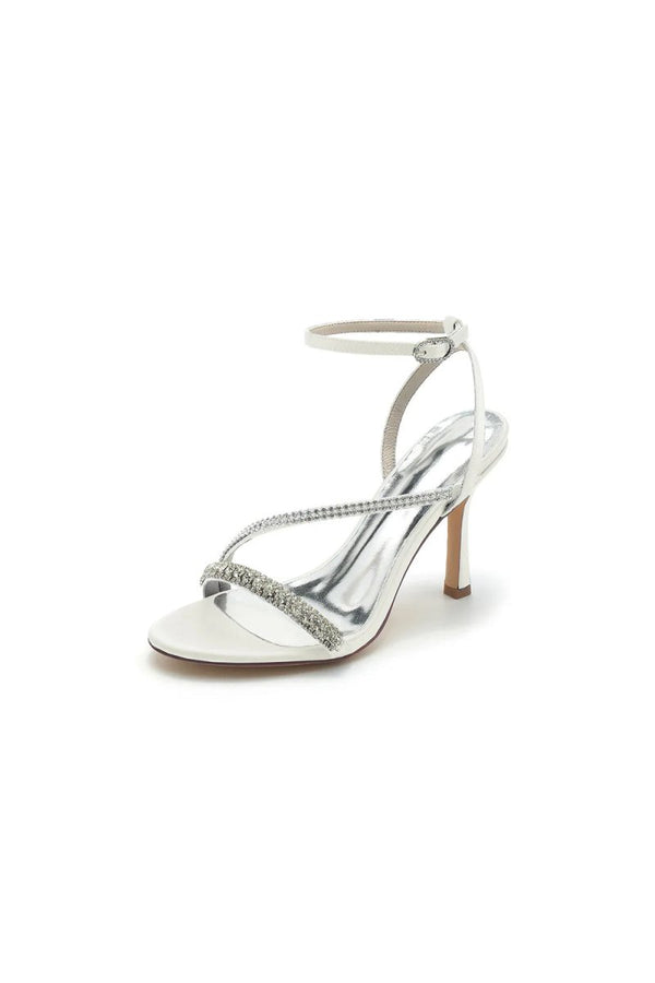 Single Strap Ankle Strap Wedding Shoes With Rhinestone - KissProm