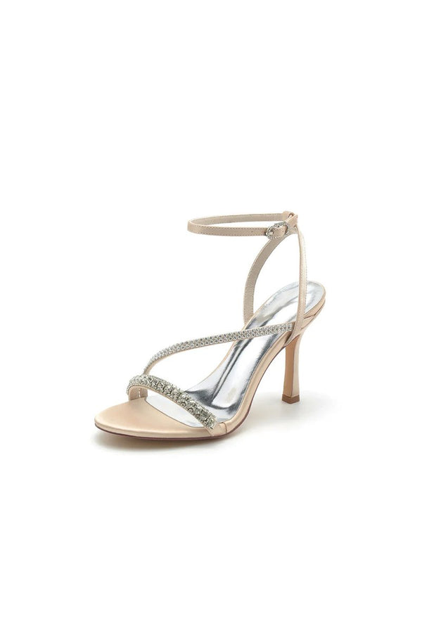 Single Strap Ankle Strap Wedding Shoes With Rhinestone - KissProm