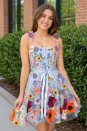 Sky Blue A Line Floral Short Homecoming Dress With 3D Flowers | KISSPROM