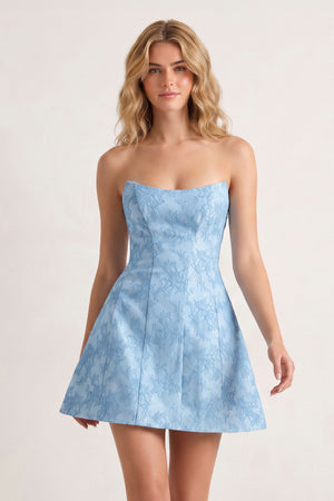 Sky Blue A Line Scoop Neck Short Homecoming Dresses With Lace Appliques | KISSPROM