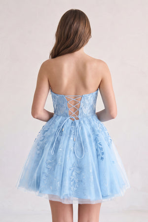 Sky Blue A-line Sweetheart Appliques Lace Homecoming Dress With Corset Back (2) | KISSPROM